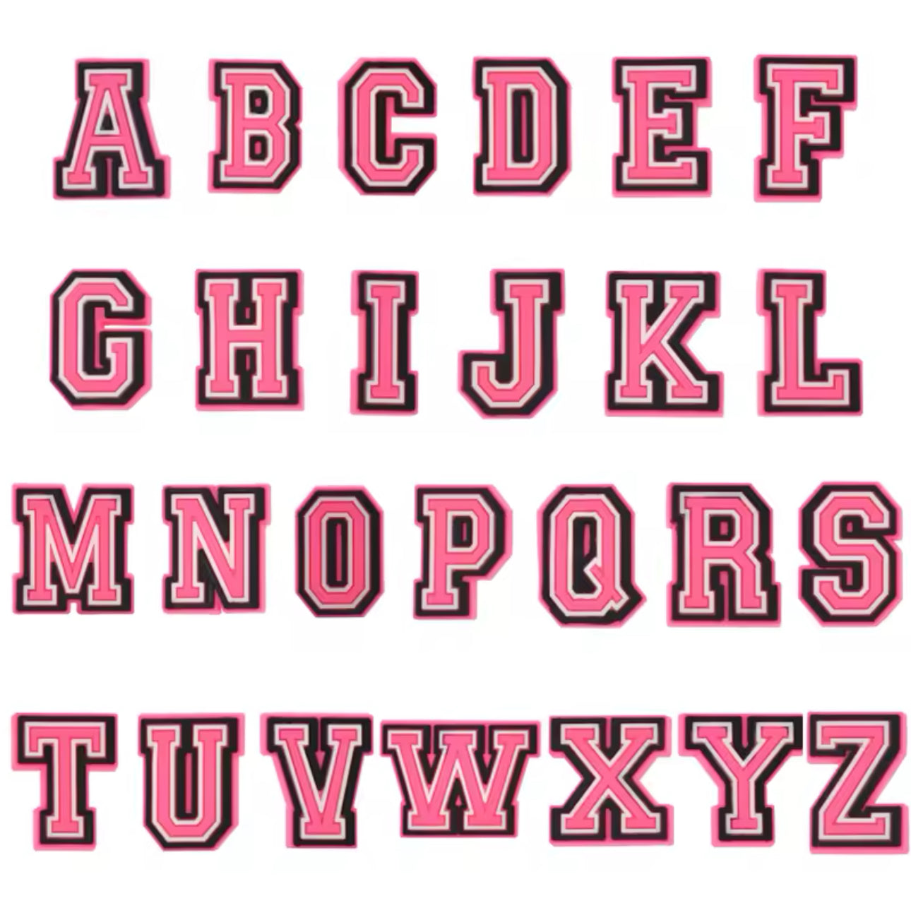 Alphabet Initials Pink Shoe Croc Charms