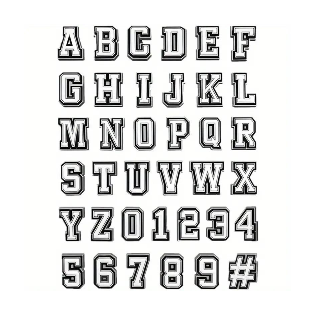 Alphabet Initials White/Black Shoe Croc Charms